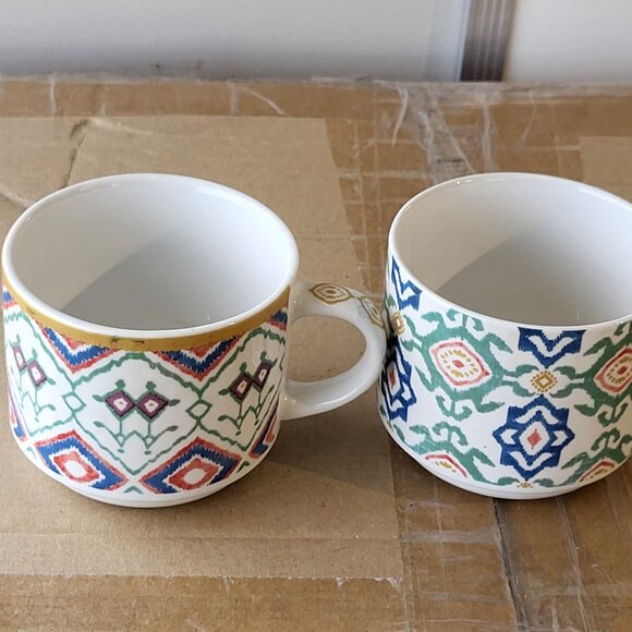 Pier 1 imports stoneware stackable coffee mugs qty of 2 GUC SEE PICS "BIN F" - Picture 5 of 10